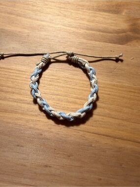 Braided Two-Tone Cord Bracelet in Sky Blue and Beige